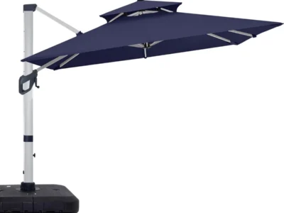 ABCCANOPY 10x13ft Patio Umbrella – Large Windproof Cantilever Umbrella with 360-degree Rotation, Fade-Resistant Outdoor Offset Rectangle Umbrella for Backyard Garden Deck Pool, Navy Blue