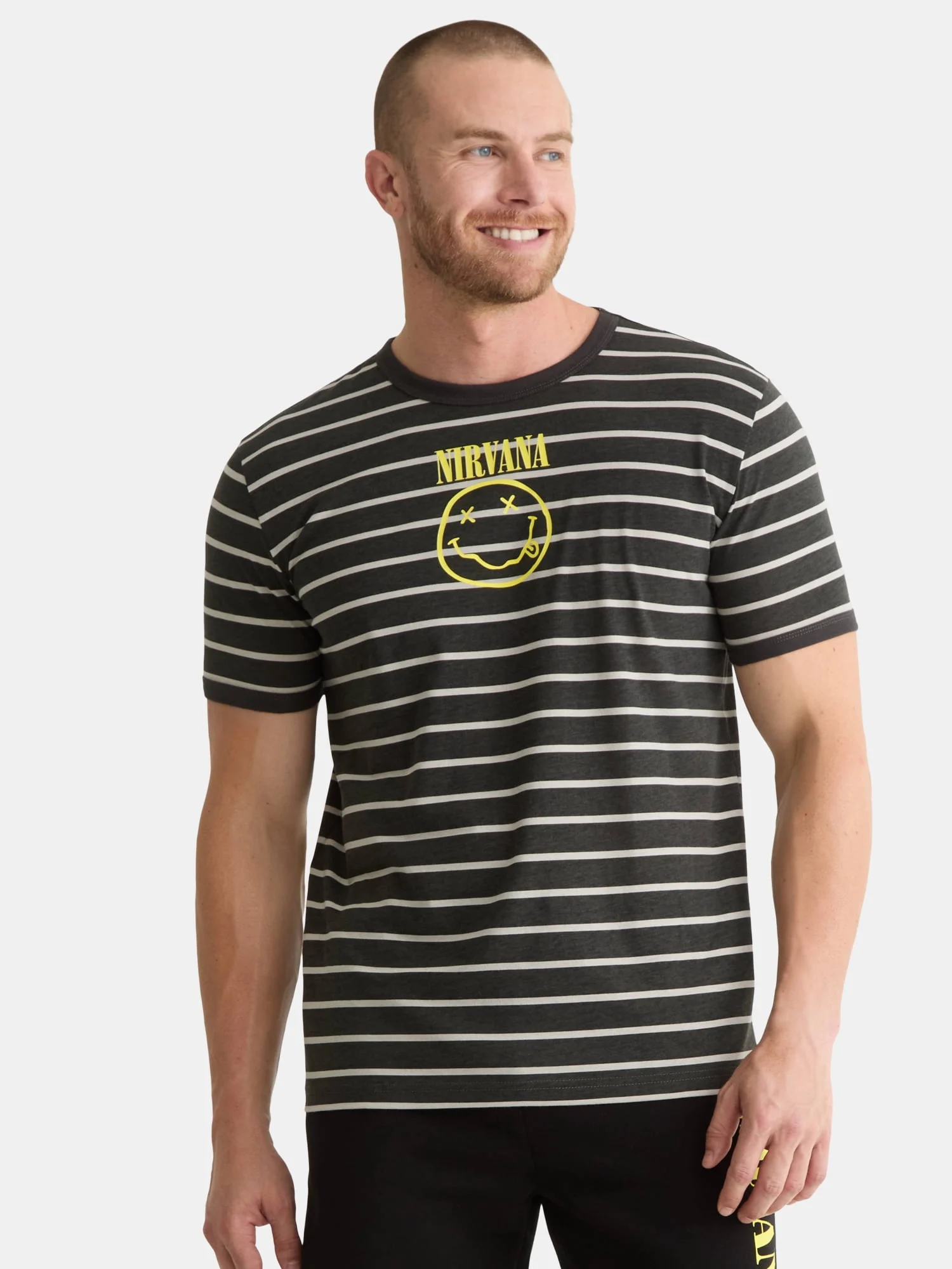 Nirvana Men’s Smiley Striped Graphic Tee Only $7.50 at Walmart