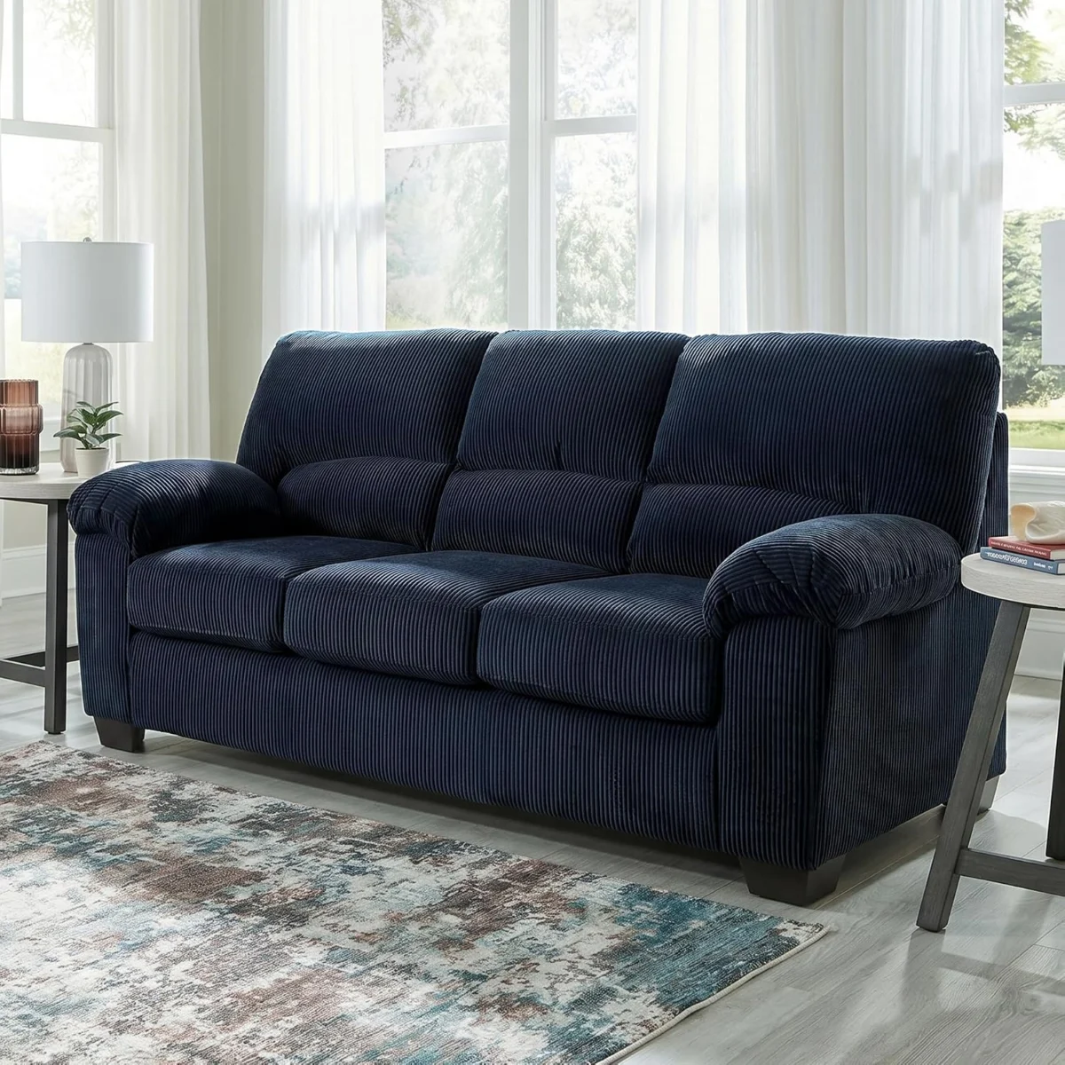 83-in Navy Corduroy Sofa Deal: Stylish Seating at $419.98