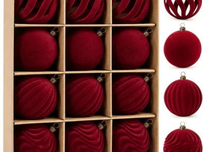 12 Pcs Red Velvet Christmas Balls Deal: Save $11.xx at Amazon