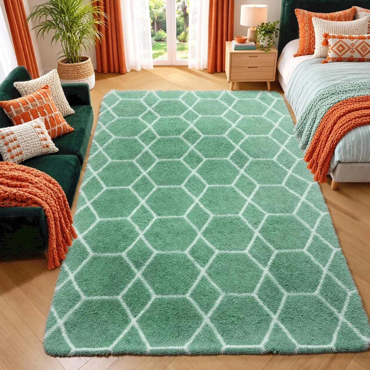Fluffy Sage Green & White 4×6 Rug Only $29.xx at Amazon