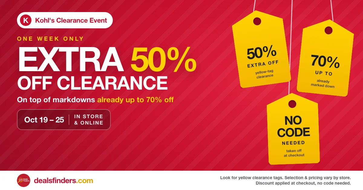 Extra 50% Off Clearance at Kohl’s: One-Week Event October 19–25