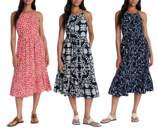 Time and Tru Women’s Linen Blend Lace Up Halter Dress Deal at Walmart