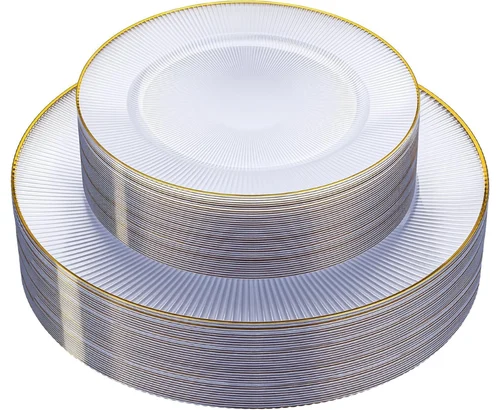 60 Clear & Gold Disposable Plates for $16.xx (Reg $33)
