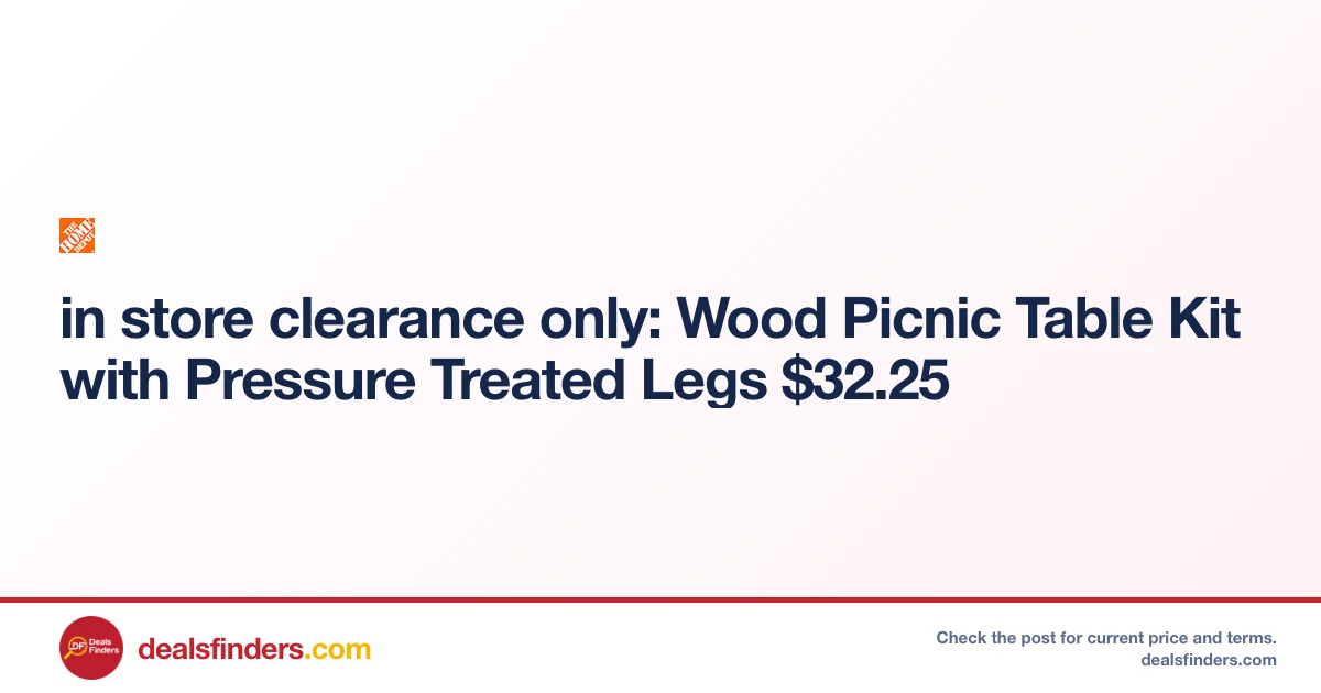 Wood Picnic Table Kit Only $32.25 at Home Depot