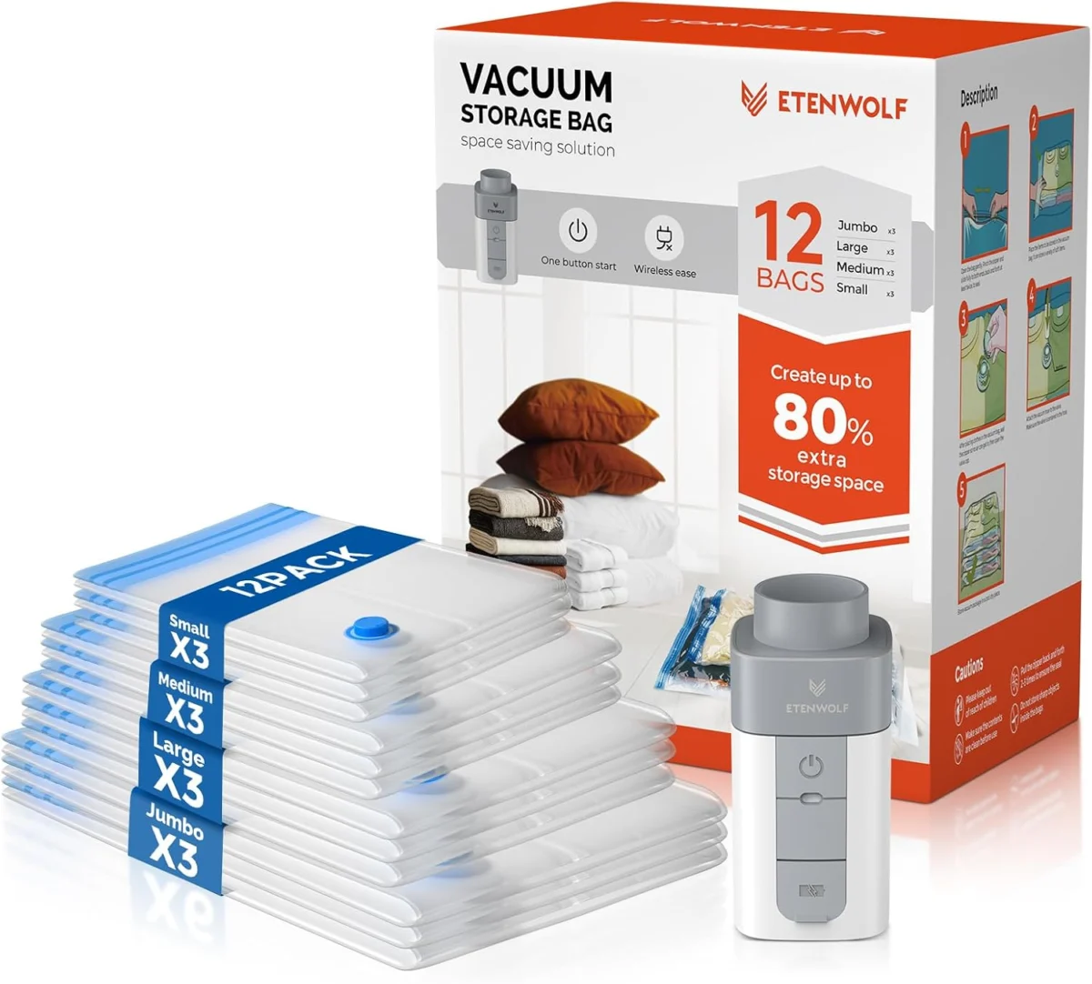 ETENWOLF Vacuum Storage Bags Only $10.xx (Reg. $26) at Amazon