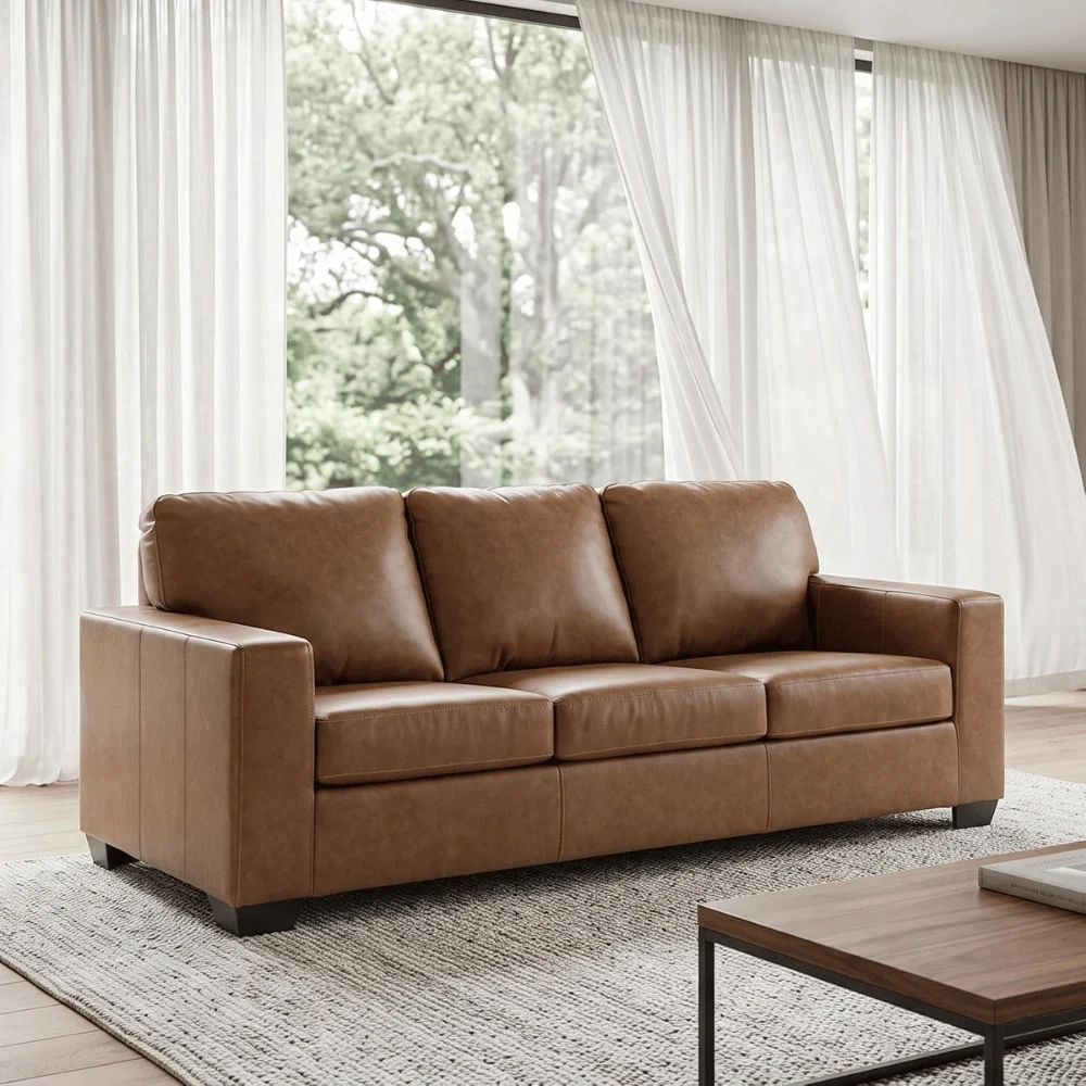 3 Seat Leather Sofa Couch Deal: Save $316.xx at Amazon