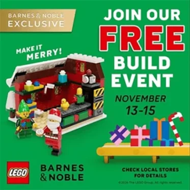 Free LEGO Holiday Build Event at Barnes – November 13‑15