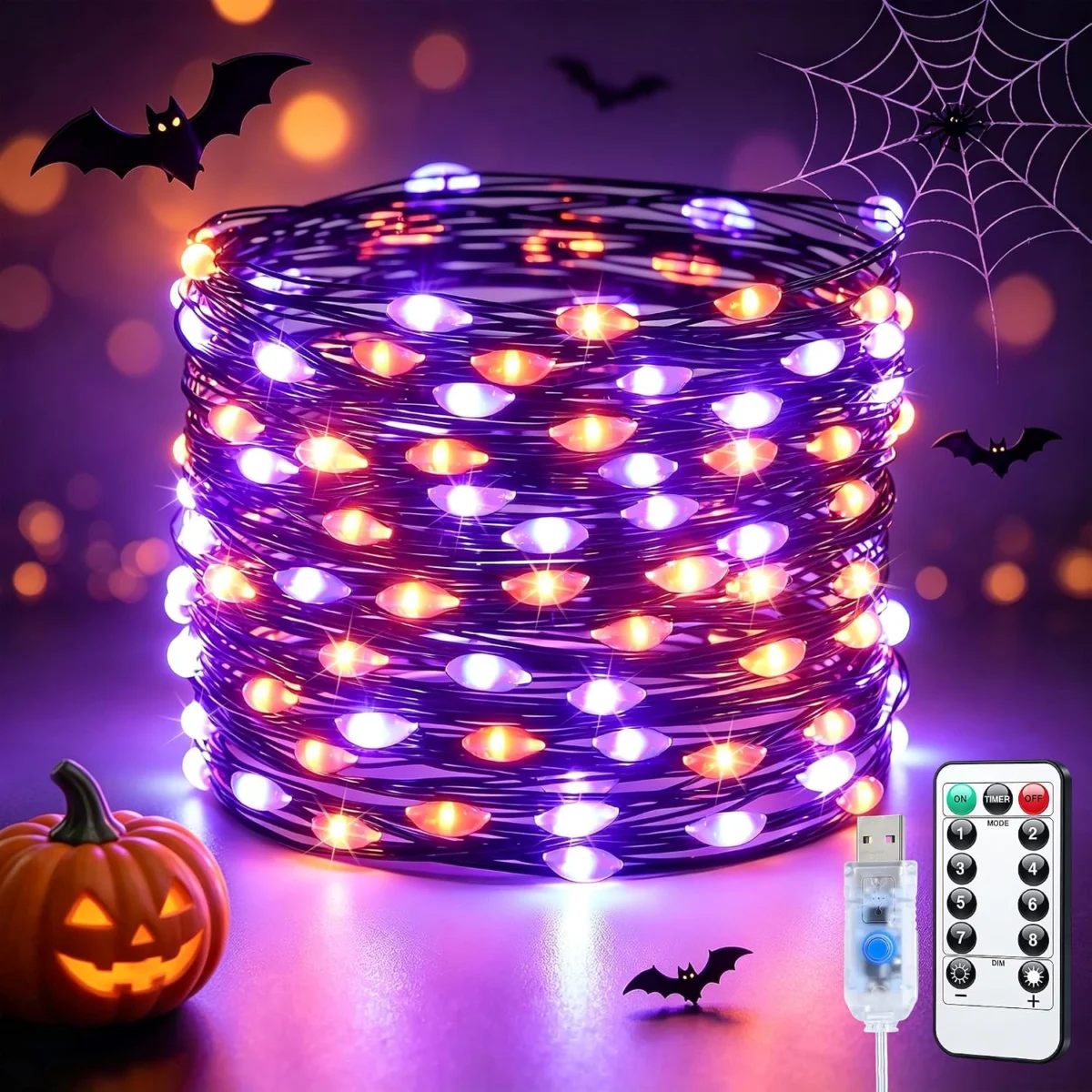 33ft 100-Ct Orange & Purple Halloween Fairy Lights Deal