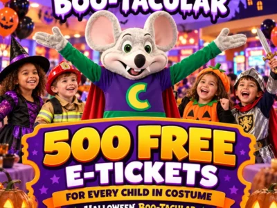Chuck E. Cheese: 500 Free Tickets for Kids in Costume This October