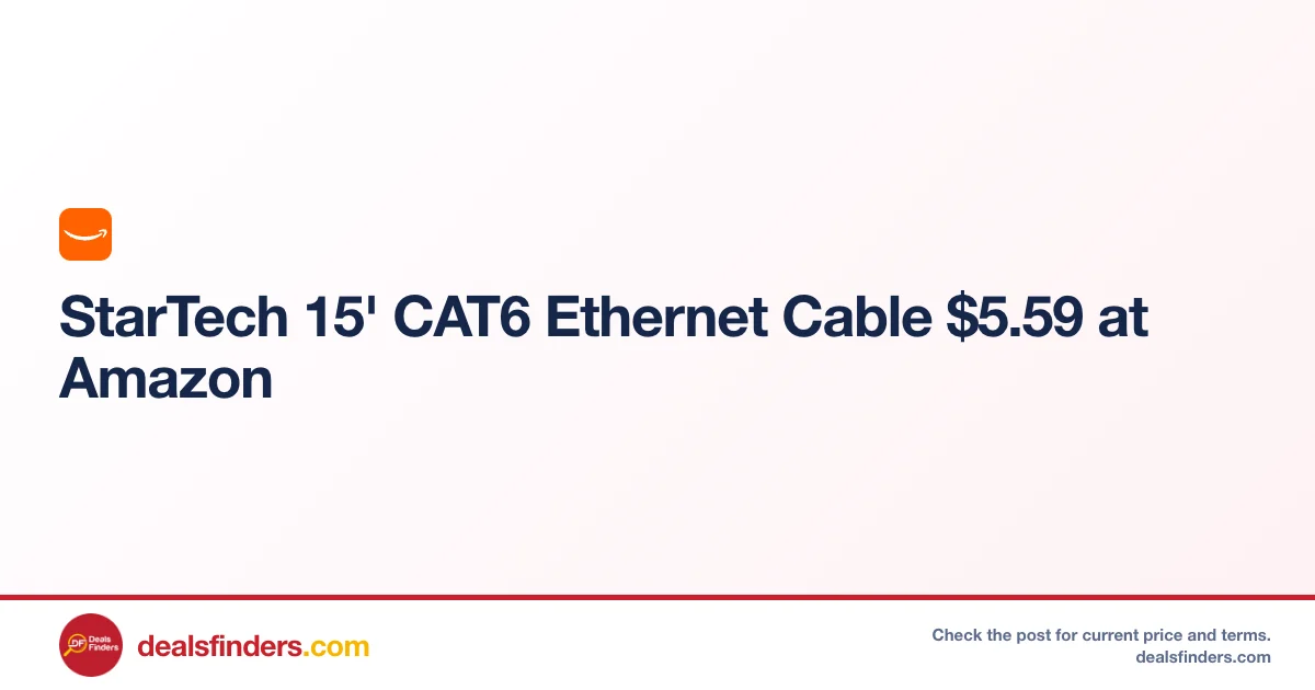 StarTech 15′ CAT6 Cable Only $5.xx (Reg. $12) at Amazon