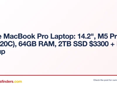 Apple MacBook Pro Laptop: 14.2″, M5 Pro (18C/20C), 64GB RAM, 2TB SSD $3300 + Free Pickup