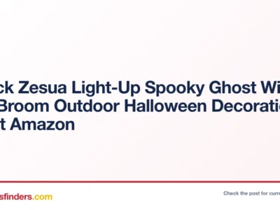 2-Pack Zesua Light-Up Spooky Ghost Witch with Broom Outdoor Halloween Decoration $20.xx at Amazon
