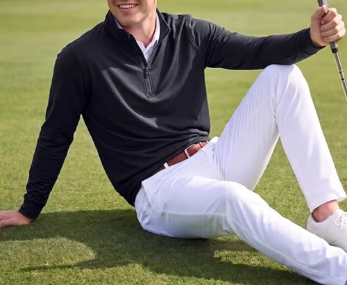 Men’s Quarter Zip Pullover Golf Mock Neck Sweatshirt for $16.xx (10 Colors)