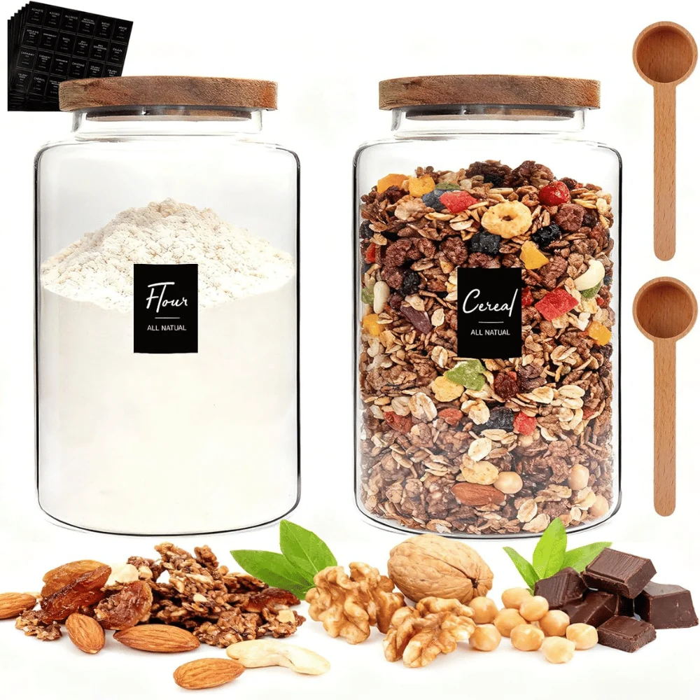 Glass Storage Jar with Bamboo Lids Deal: Save $17.xx at Amazon