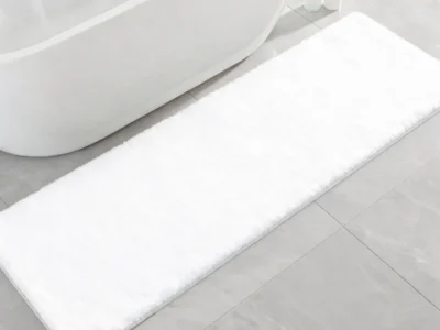 Kildoss Polyester Bathroom Runner Rug 24″x72″ White, Soft Shaggy Bath Mat
