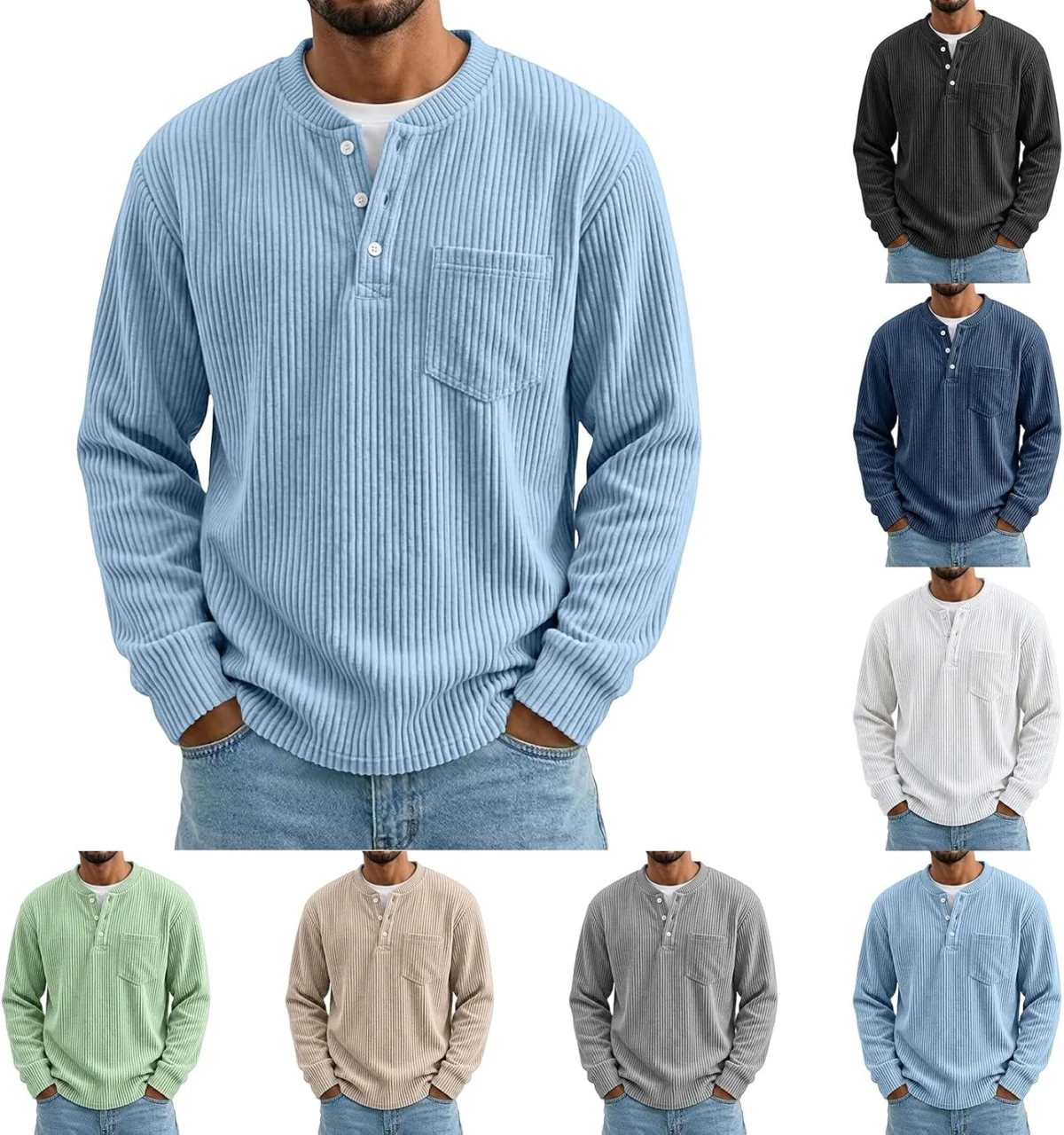Men’s Henley Loose Fit Corduroy Shirt Deal: Save 1% at Amazon