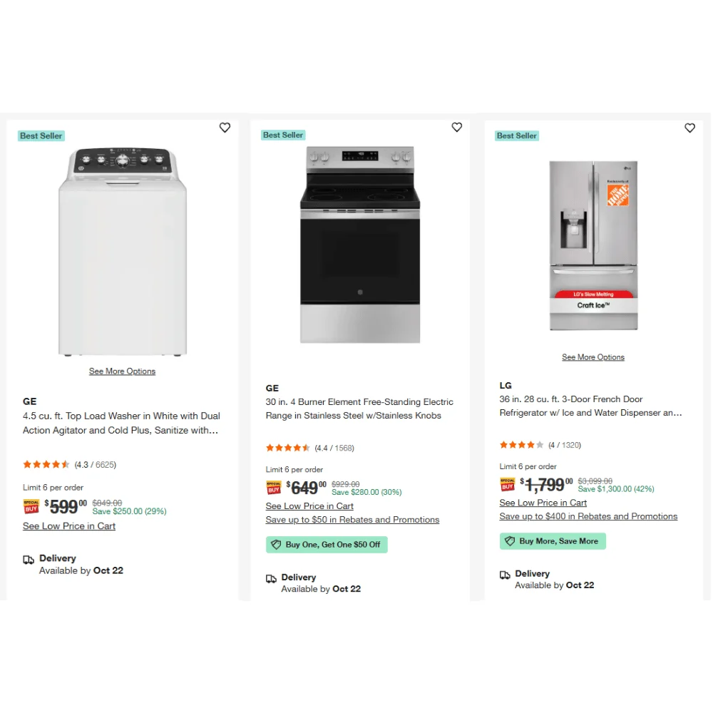 Select Appliances & Floorcare Deal: Save 35% at Home Depot