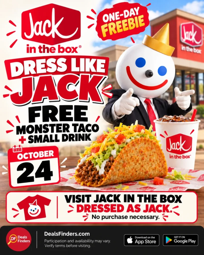 Jack in the Box: Free Monster Taco + Small Drink on October 24