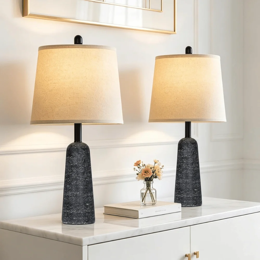 24″ Modern Faux Stone Table Lamps Set Deal: Save $61.xx at Amazon