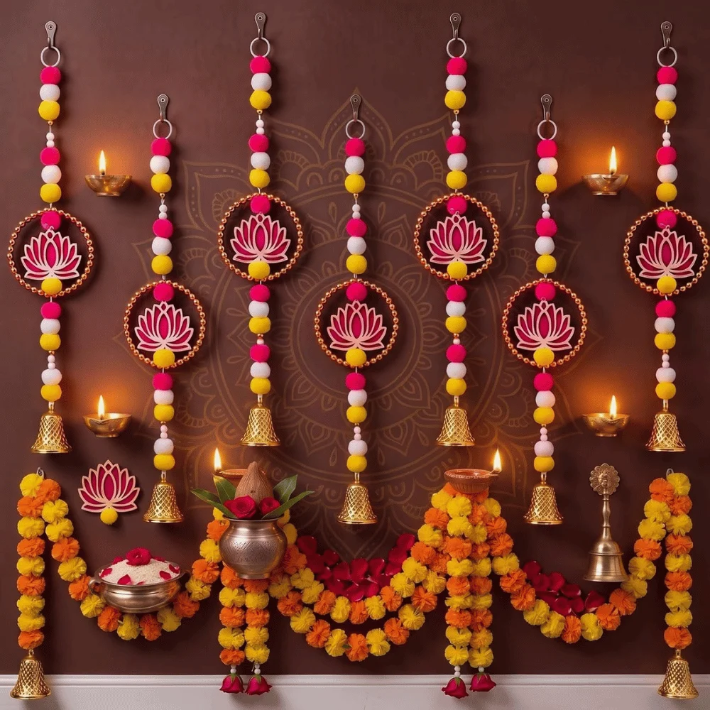 6 Pcs Diwali Lotus Hanging Decoration Deal: Save $9 at Amazon