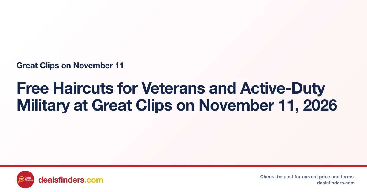 Great Clips on November 11 deal card