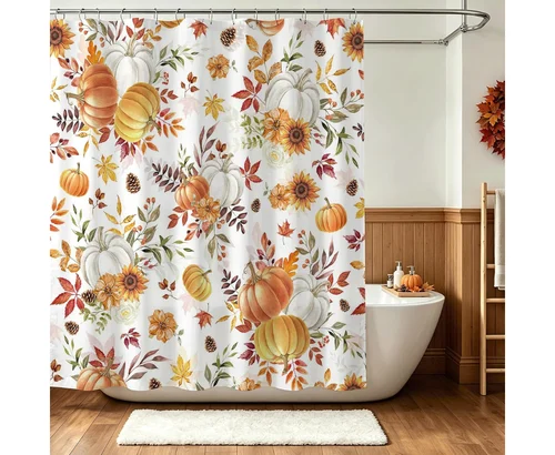 Waterproof Shower Curtain with 12 Hooks for $5.xx