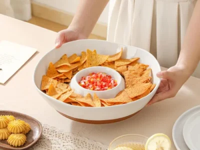 MALACASA Ceramic Chips and Dip Serving Tray for $16.xx