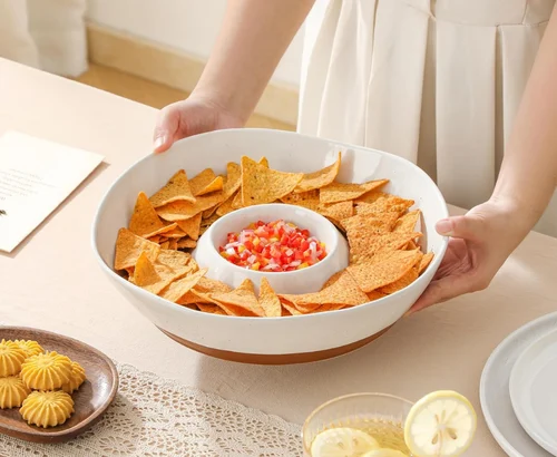MALACASA Ceramic Chips and Dip Serving Tray for $16.xx