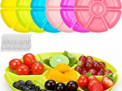 6 Pcs Plastic Divided Serving Trays Deal