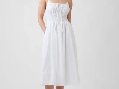 Smocked Tie-Front Midi Dress Only $17 (Reg. $90) at Gap