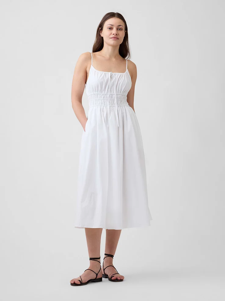 Smocked Tie-Front Midi Dress Only $17 (Reg. $90) at Gap