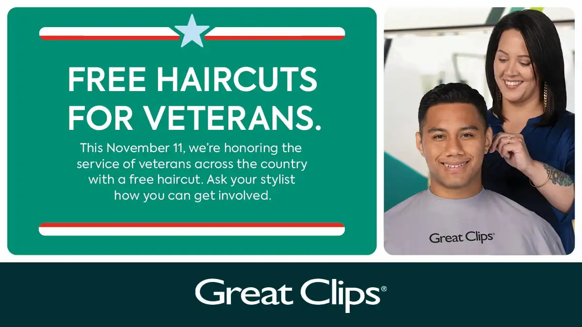 Great Clips Thank a Veteran: free haircuts for veterans and active-duty military on November 11