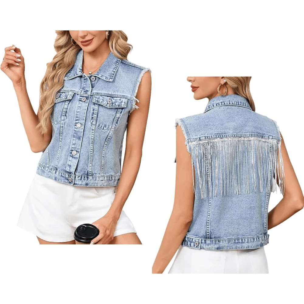 Women’s Fringe Denim Vest Deal at Amazon: Save $24.xx