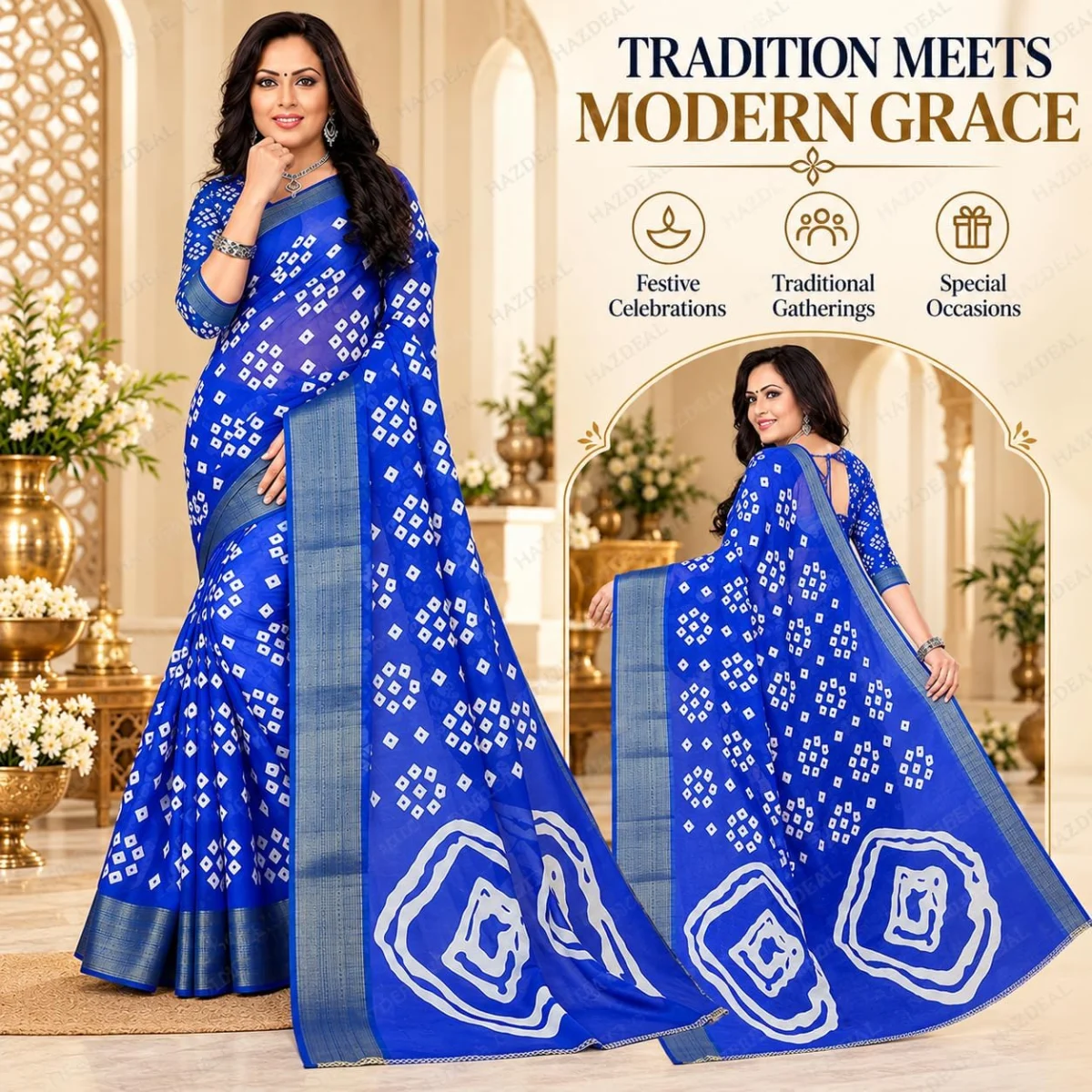 Women’s Cotton Bandhani Print Saree Just $24.xx Shipped at Amazon