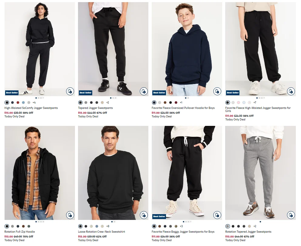 Old Navy Sweatpants & Sweatshirts Deal: Save $13.99