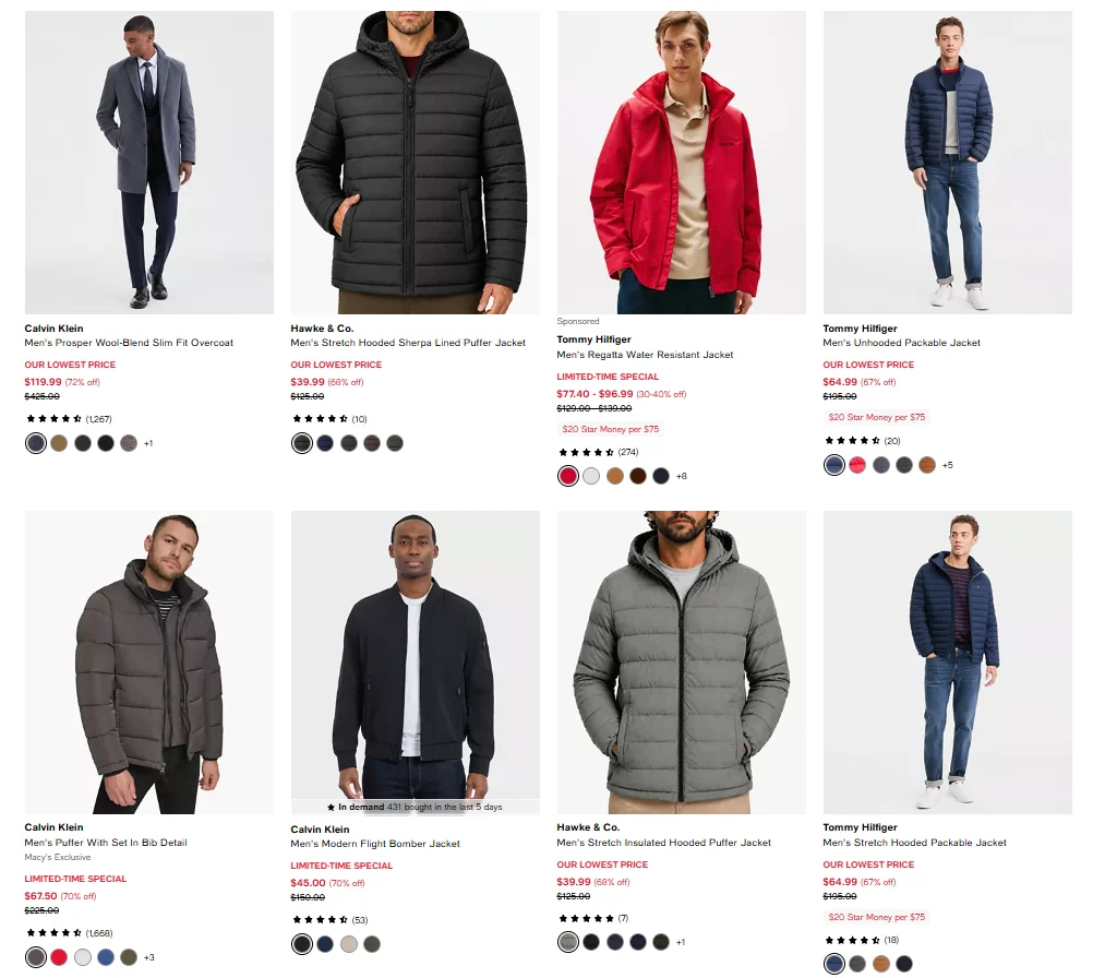 Men’s Coats & Jackets Sale: 72% Off at Macy’s
