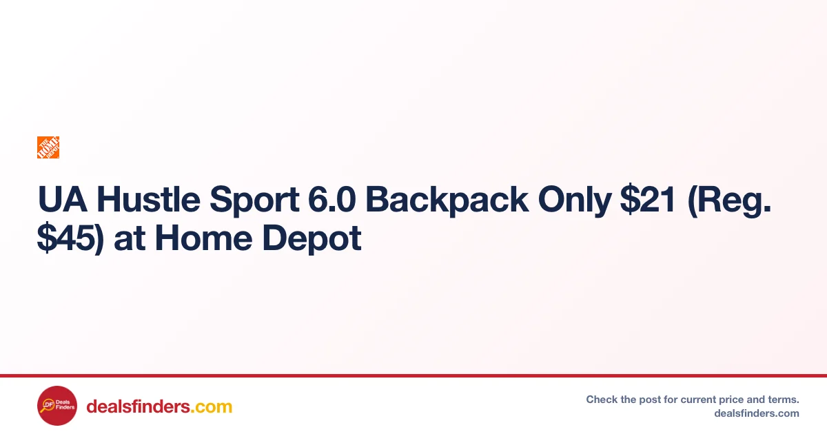 UA Hustle Sport 6.0 Backpack Only $21 (Reg. $45) at Home Depot