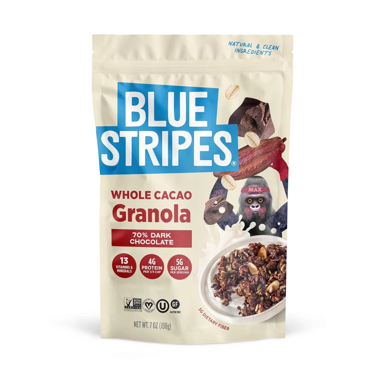 Blue Stripes Whole Cacao Granola Only $4.xx Delicious at Amazon