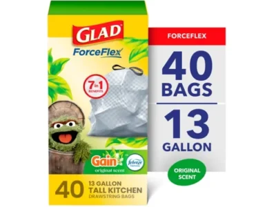 Glad ForceFlex Trash Bags 13-Gallon 40 Bags Only $10.98 (Reg $22) at Walmart