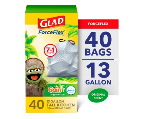 Glad ForceFlex Trash Bags 13-Gallon 40 Bags Only $10.98 (Reg $22) at Walmart