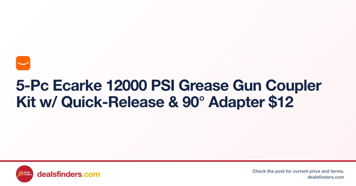 Ecarke 5-Pc 12000 PSI Grease Gun Kit Only $12.xx at Amazon