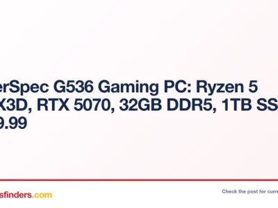 PowerSpec G536 Gaming PC: Ryzen 5 7500X3D, RTX 5070, 32GB DDR5, 1TB SSD $1499.99