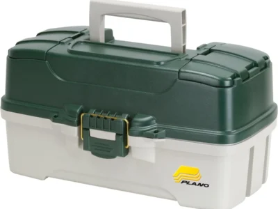 Plano 3-Tray Tackle Box with Dual Top Access, Dark Green Metallic/Off White, Premium Tackle Storage $14.xx
