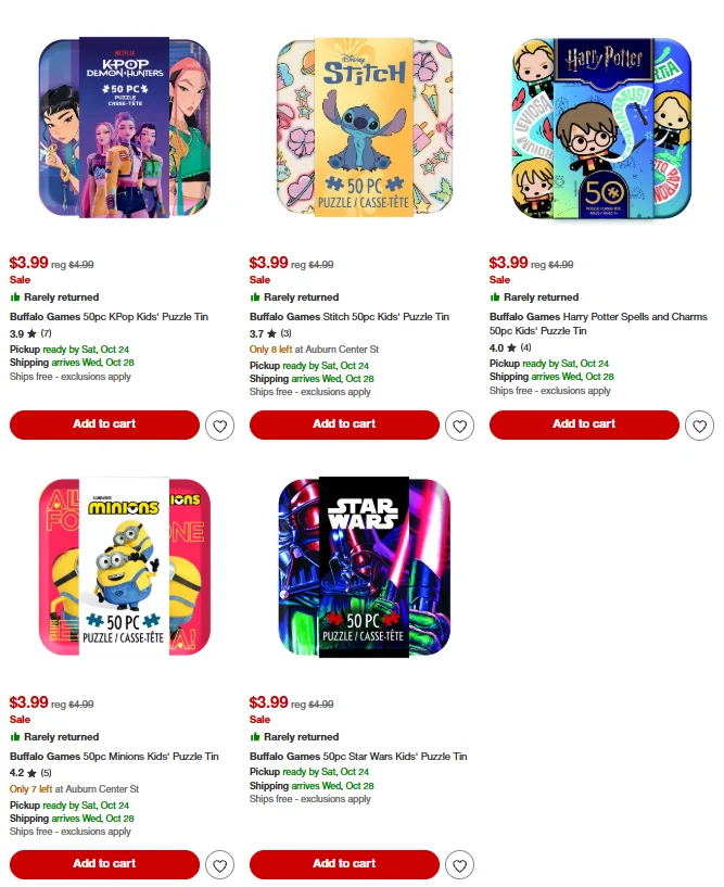 Buffalo Games Puzzle Tin Deal: Save $1.00 at Target