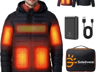 Soleilwear Men’s Graphene Heated Puffer Jacket w/ 6 Heating Zones, 16000mAh Battery, Detachable Hood & Storage Bag (S-3XL) $75.xx + Free Shipping