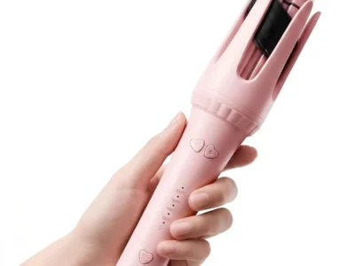 Dyhoo Automatic Curling Iron 1.25″, Pink | 4 Temp, Rotating Hair Curler for Beach Waves, Ceramic Curling Wand, Anti-Scald & Anti-Tangle for Long Hair, Dual Voltage