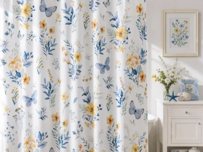 Blue Flowers Shower Curtain Deal