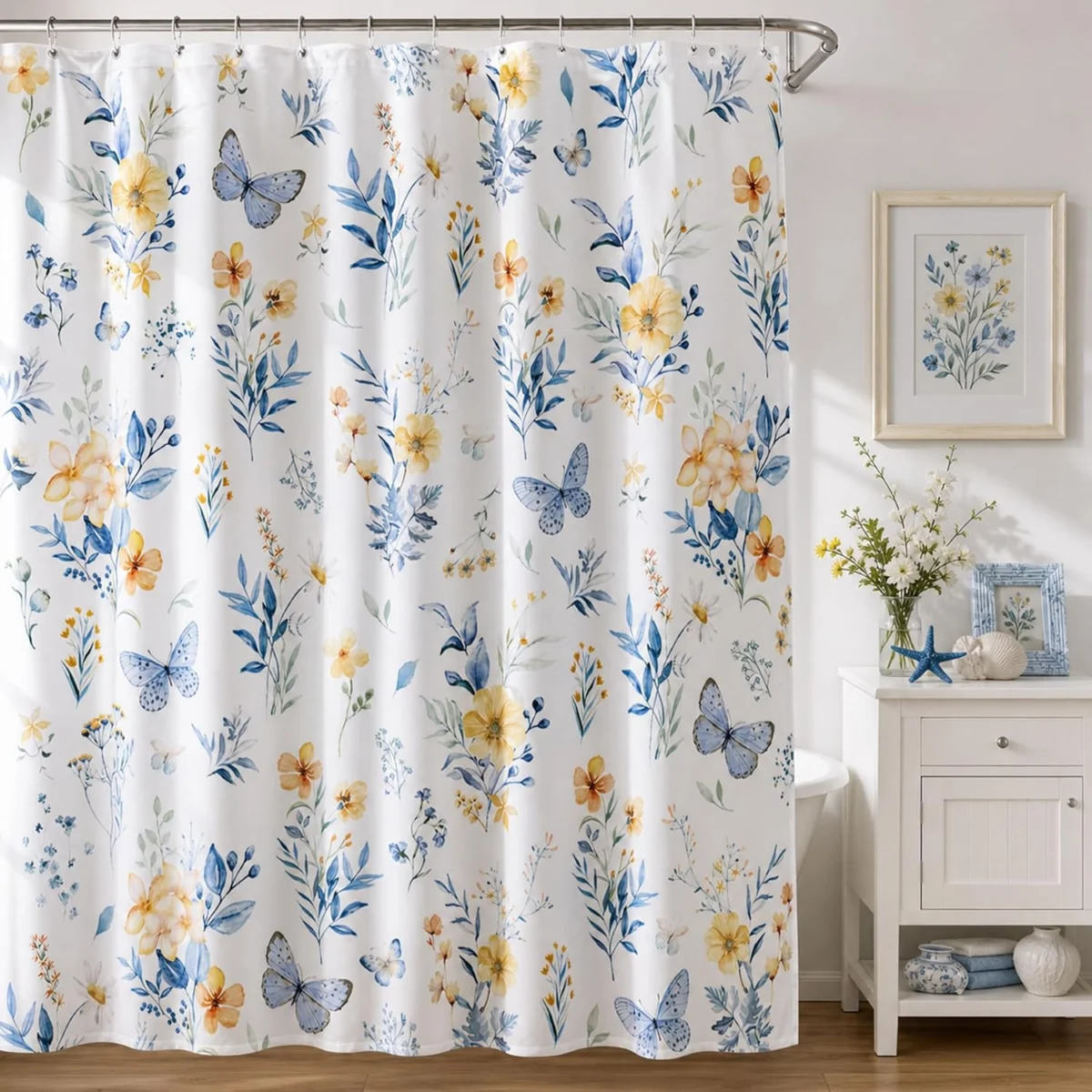 Blue Flowers Shower Curtain Deal