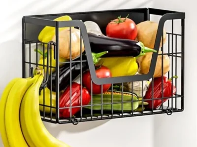 YIWANFW Magnetic Fridge Shelf & Fruit Basket w/ 2 Hooks $14.xx